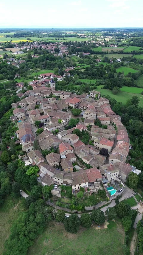 Drone video Medieval city of Pérouges France europe Stock Footage 302654043