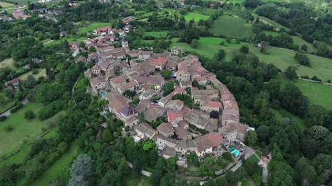 Drone video Medieval city of Pérouges France europe Stock Footage 302654088