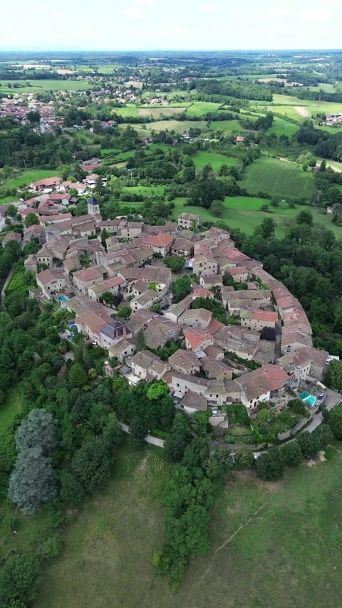 Drone video Medieval city of Pérouges France europe Stock Footage 302654096