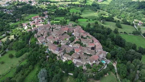 Drone video Medieval city of Pérouges France europe Stock Footage 302654179