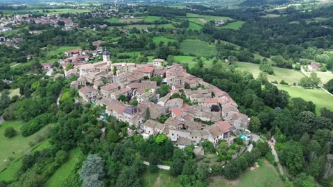 Drone video Medieval city of Pérouges France europe Stock Footage 302654232