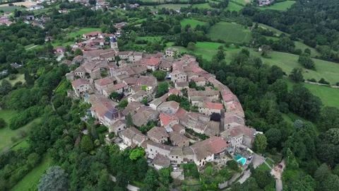 Drone video Medieval city of Pérouges France europe Stock Footage 302654233