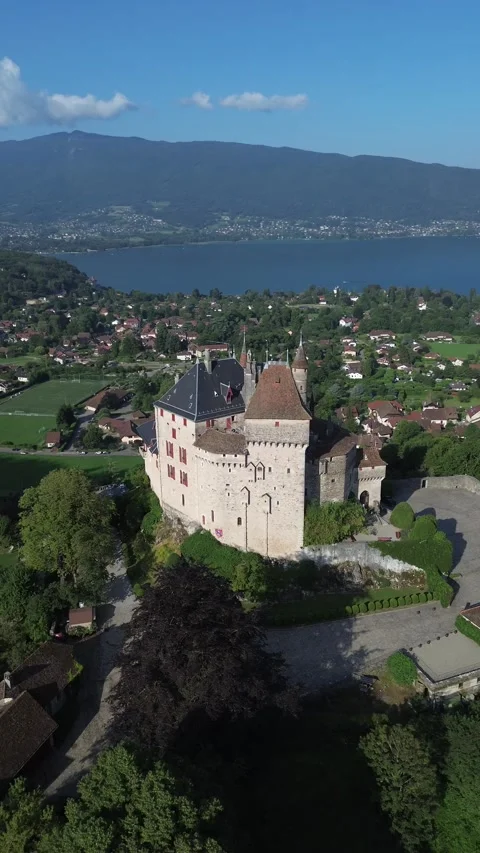 Drone video Menthon-Saint-Bernard castle France europe Stock Footage 302635608
