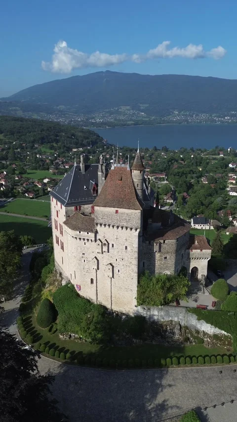 Drone video Menthon-Saint-Bernard castle France europe Stock Footage 302635720