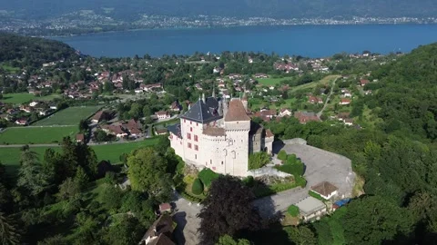 Drone video Menthon-Saint-Bernard castle France europe Stock Footage 302636020