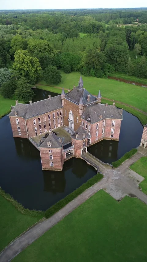 Drone video Merode castle Belgium europe Stock Footage 302600896
