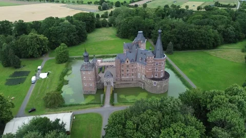 Drone video merode castle Germany europe Stock Footage 302585964