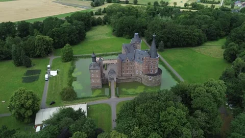 Drone video merode castle Germany europe Stock Footage 302585984