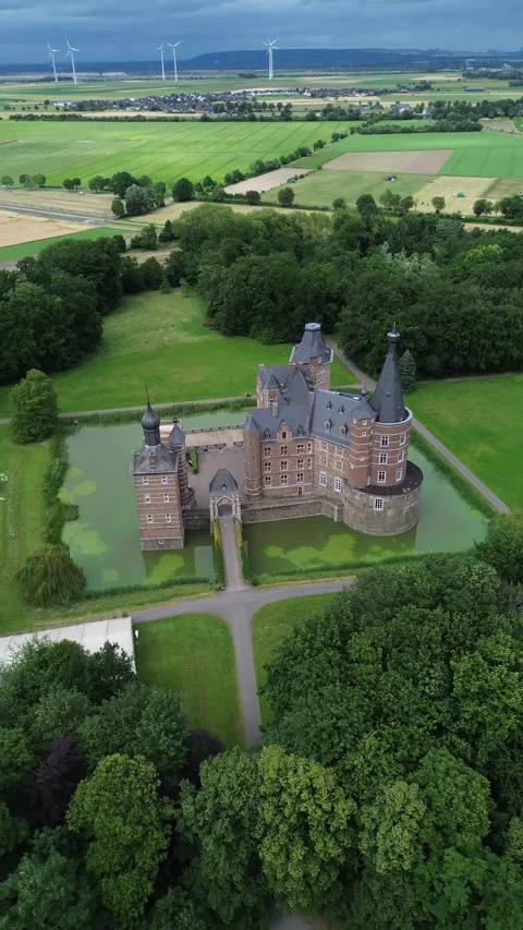 Drone video merode castle Germany europe Stock Footage 302585993