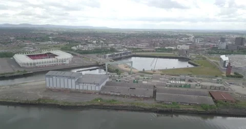 Drone video of the Middlesbrough skyline. Stock Footage 131125188