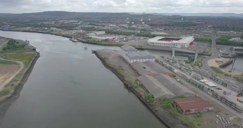 Drone video of the Middlesbrough skyline. Stock Footage 131126738