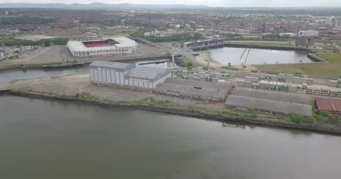 Drone video of the Middlesbrough skyline. Stock Footage 131126876