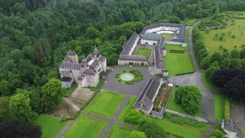 Drone video Modave castle belgium europe Stock Footage 302591947