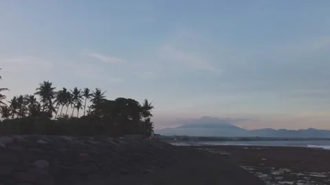 Drone video of Mountain from beach in Bali, pan version Video stock 262315382