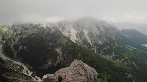 Drone video of mountains ranges of Theth National Park in the Albanian Alps Stock Footage 277376448