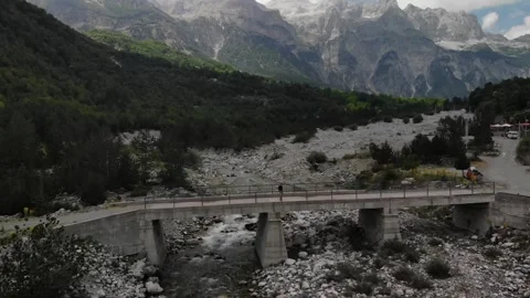 Drone video of mountains ranges of Theth National Park in the Albanian Alps Stock Footage 277377742
