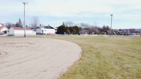 Drone video moving forward over a baseball field in Saint-Benoit, Mirabel Stock Footage 164798566