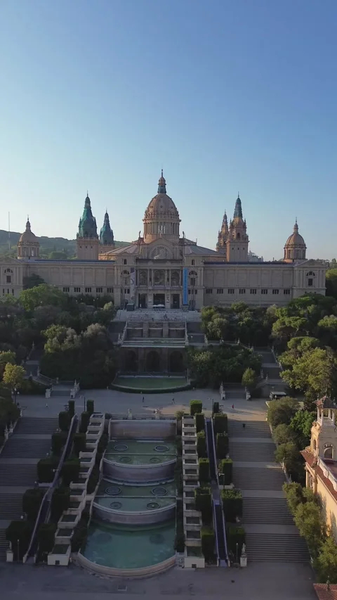 Drone video Museo Nacional de Arte de Cataluña Barcelona Spain europe Stock Footage 302585446
