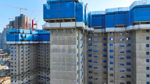 Drone video of the new construction site at Lux Ocean SK View in Songdo, Inc Vídeo Stock 249855669