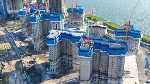 Drone video of the new construction site at Lux Ocean SK View in Songdo, Inc Vidéo 249855676
