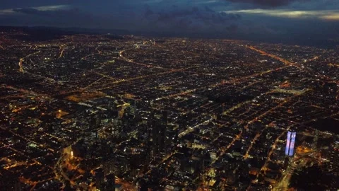 Drone Video Night View Sprawling City of Bogota Colombia Stock Footage 141697742