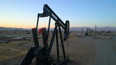 Drone Video of Oil Pumps Bakersfield Stock Footage