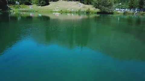 Drone video over a beautiful mountain lake Video stock 138440964
