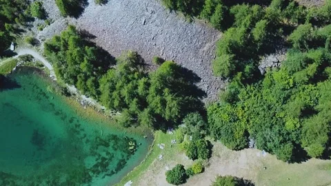 Drone video over a beautiful mountain lake Video stock 138440973