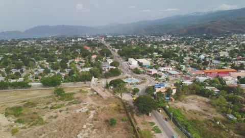 Drone video of panoramic main road in Dili city in East Timor Video stock 262438119
