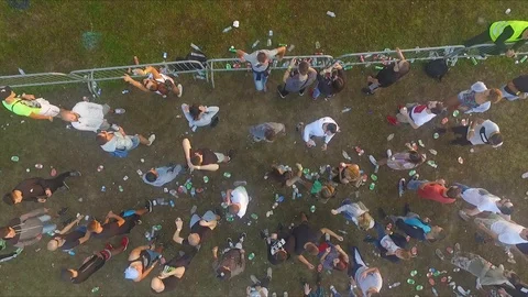 Drone Video People Dance at Party outside early morning after party Stock Footage 106595676