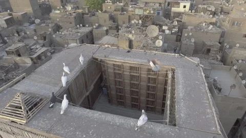 Drone video for pigeon tower in local region in Cairo - Egypt Stock Footage 288123777