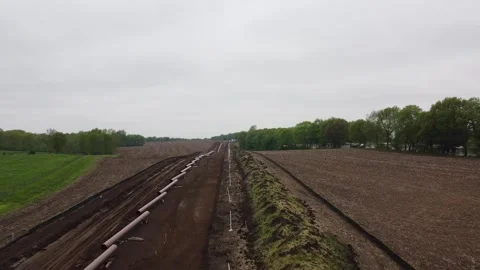 Drone Video of Pipeline Replacement Stock Footage 196173509