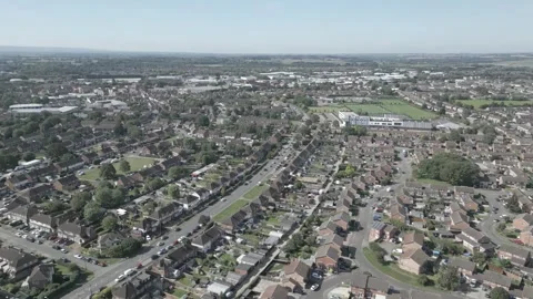 Drone video Right to Left Pivot over North Aylesbury -  video d cinelike Stock Footage 249465458