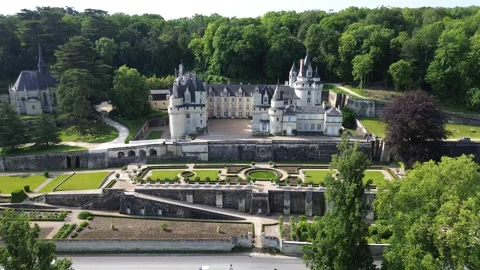 Drone video Rigny Ussé castle France europe Stock Footage 302553771