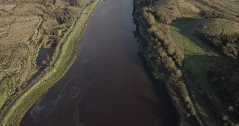 Drone video of the River Tees with the A19 in the background Stock Footage 131080499