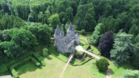 Drone video Roches de Coffins castle France europe Stock Footage 302733850