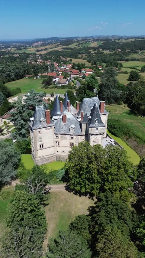 Drone video Saint Bonnet les Oules castle France europe Stock Footage 302718550