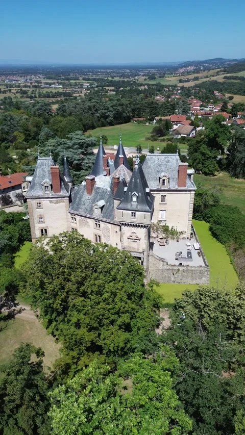 Drone video Saint Bonnet les Oules castle France europe Stock Footage 302718632