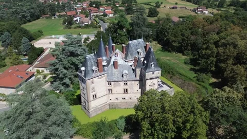Drone video Saint Bonnet les Oules castle France europe Stock Footage 302718714