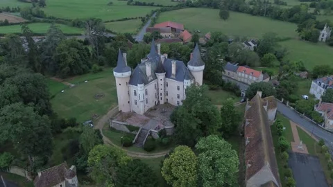 Drone video Saint-Chartier castle France europe Stock Footage 302668201