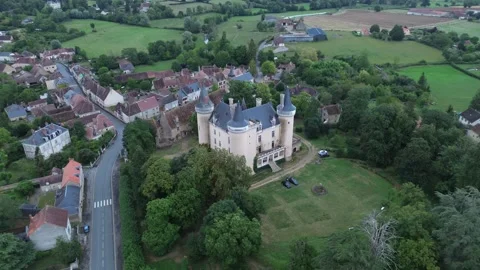 Drone video Saint-Chartier castle France europe Stock Footage 302668343
