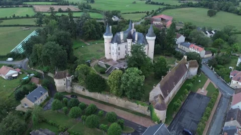 Drone video Saint-Chartier castle France europe Stock Footage 302668353