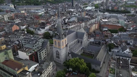 Drone video Saint Paul Cathedral Liège Belgium europe Stock Footage 302587645