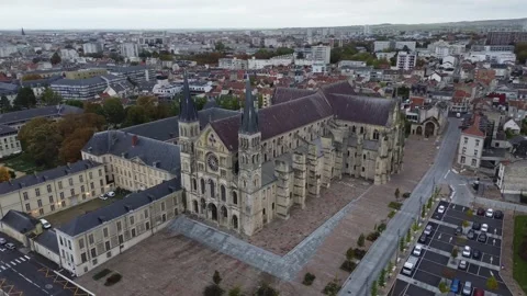 Drone video Saint-Remi basilica Reims France europe Stock Footage 302507341