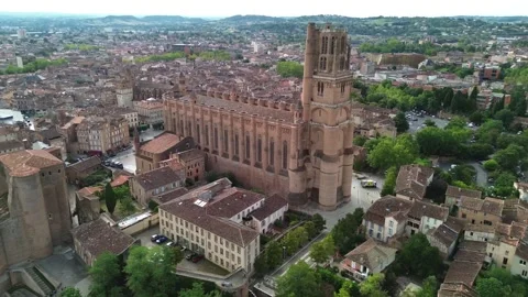 Drone video Sainte-Cécile cathedral Albi France europe 動画素材 302508060