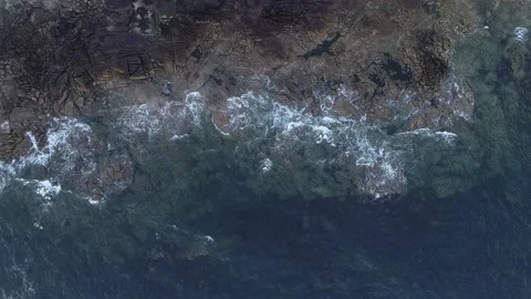 Drone video shot, waves on the rocks on the shore. Aerial footage 스톡 동영상 201198111