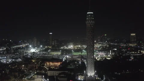 Drone video showing Cairo Tower and Area around it, Cairo-Egypt 12 Mar. 2024 Stock Footage 287449110