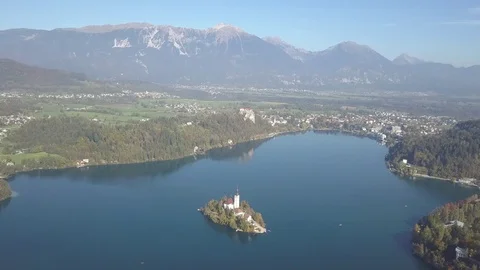 Drone Video Slovenia Lake Bled Vídeo Stock 99862553