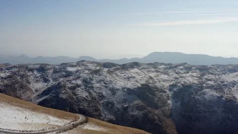 Drone video of snow-capped mountain ranges. Stock Footage 151313916