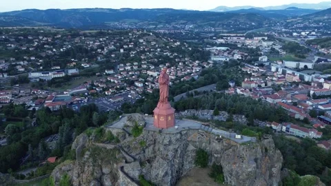 Drone video Statue of Notre-Dame of France Le Puy-en-Velay France europe Stock Footage 302722333